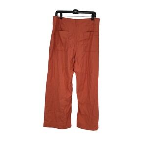 Anthropologie Maeve Colette Wide Leg Cropped Pants 32 Orange Linen